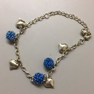 hearts and blue wire ball charms anklet
